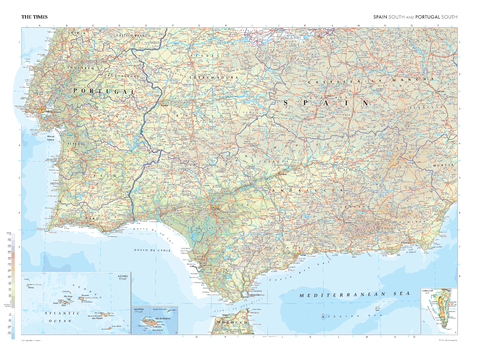 The Times Map of Spain (South) and Portugal (South) - Compact