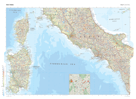 The Times Map of Italy (Central) - Compact