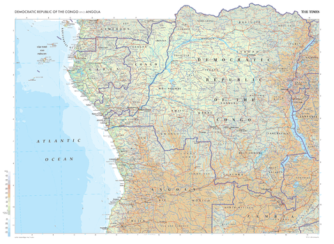 The Times Map of the Democratic Republic of the Congo and Angola - Compact