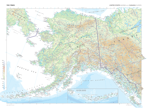 The Times Map of Alaska (United States) and Yukon (Canada) - Compact