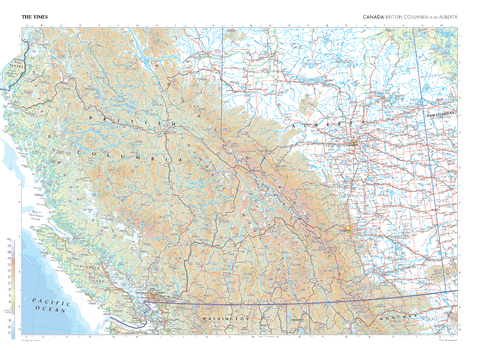 The Times Map of British Columbia and Alberta (Canada) - Compact