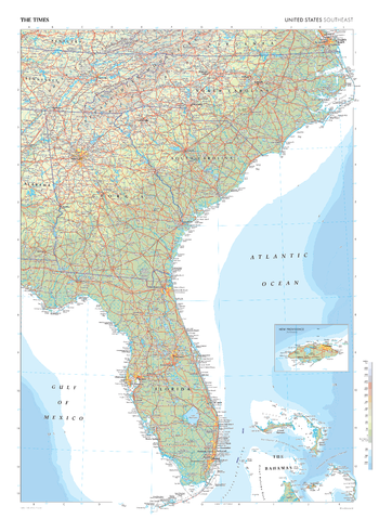 The Times Map of the United States (Southeast) - Compact