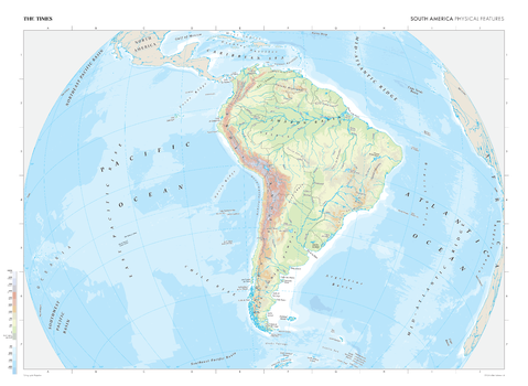 The Times Map of South America (Physical Features) - Compact