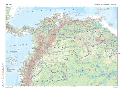 The Times Map of Ecuador, Colombia and Venezuela - Compact
