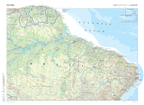 The Times Map of Brazil (Northeast) and Suriname - Compact