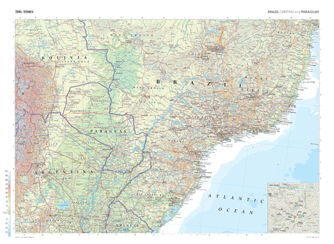 The Times Map of Brazil (Central) and Paraguay - Compact