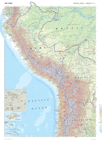 The Times Map of Bolivia, Peru, and Brazil (West) - Compact