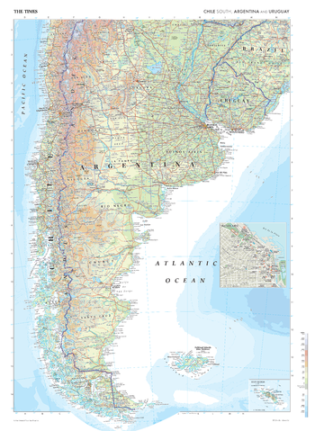The Times Map of Chile (South), Argentina and Uruguay - Compact