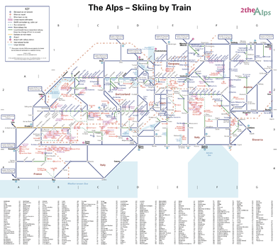 The Alps - Skiing by Train with Index - Small