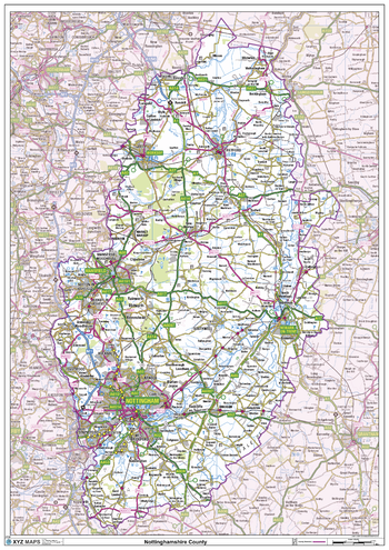 Nottinghamshire County Map