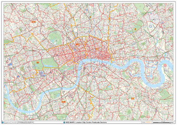 London City Centre Postcode Sectors Wall Map (C1)