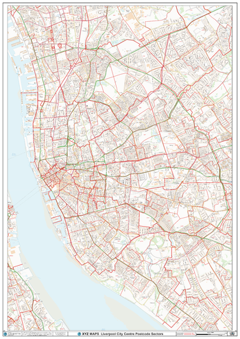Liverpool City Centre Postcode Sector Wall Map (C2)