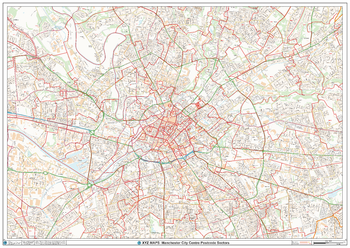 Manchester City Centre Postcode Sector Wall Map (C3)