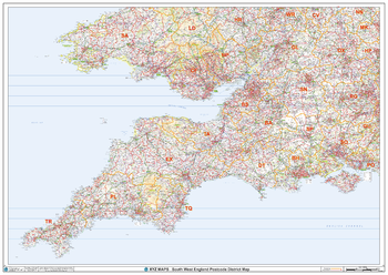 South West England Postcode District Wall Map (D1)