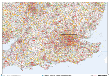 South East England Postcode District Wall Map (D2)