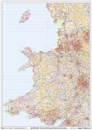 Wales Postcode District Wall Map (D3)