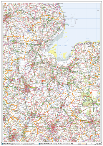 Peterborough - PE - Postcode Wall Map