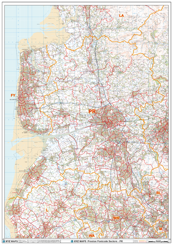 Preston - PR - Postcode Wall Map