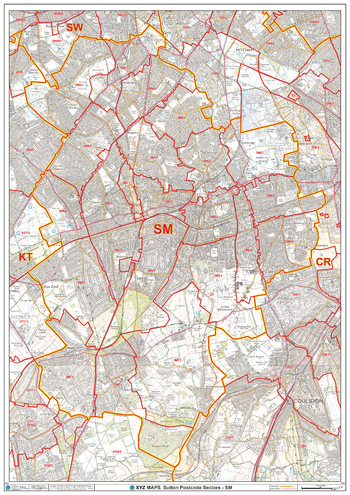 Sutton - SM - Postcode Wall Map