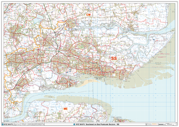 Southend on Sea - SS - Postcode Wall Map