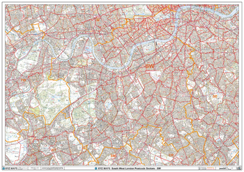 South West London - SW - Postcode Wall Map