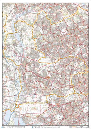 Uxbridge - UB - Postcode Wall Map