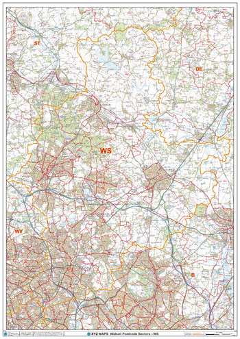 Walsall - WS - Postcode Wall Map