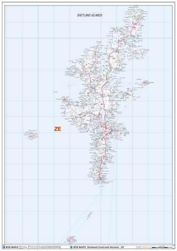 Shetland - ZE - Postcode Wall Map