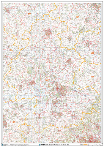 Oxford - OX - Postcode Wall Map