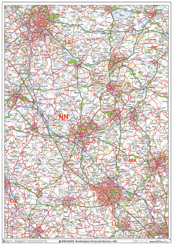 Northampton - NN - Postcode Wall Map