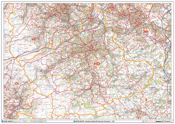 Huddersfield - HD - Postcode Wall Map