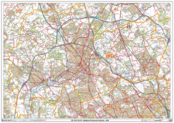 Watford - WD - Postcode Wall Map