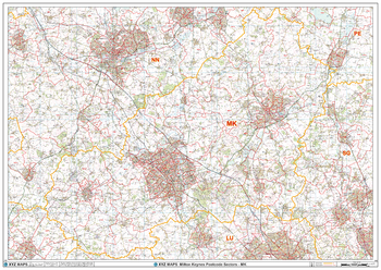 Milton Keynes - MK - Postcode Wall Map