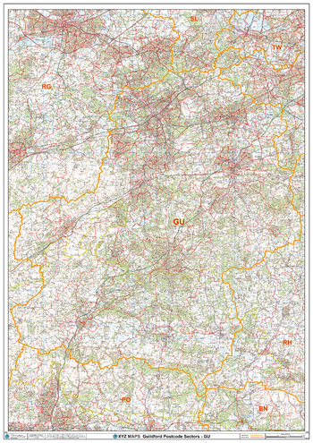 Guildford - GU - Postcode Wall Map