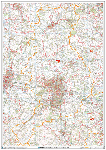 Telford - TF - Postcode Wall Map