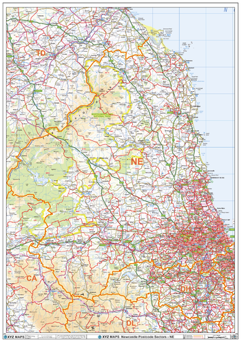 Newcastle - NW - Postcode Wall Map
