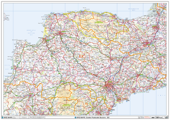 Exeter - EX - Postcode Wall Map