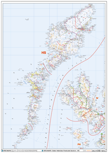 Outer Hebrides - HS - Postcode Wall Map