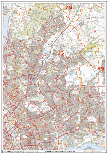Ilford - IG - Postcode Wall Map