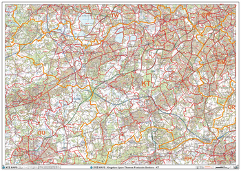 Kingston-Upon-Thames - KT - Postcode Wall Map