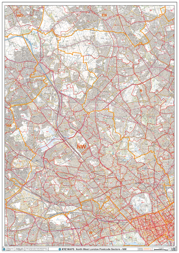 North West London - NW - Postcode Wall Map