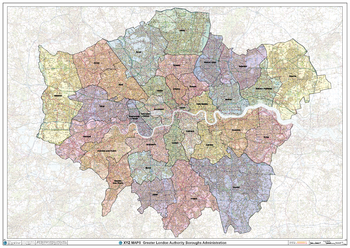 Greater London Authority Boroughs Wall Map