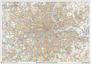 Greater London Postcode Area Wall Map