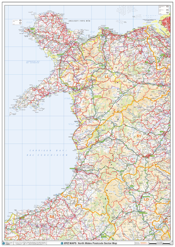 North Wales Postcode Sector Wall Map (S9)
