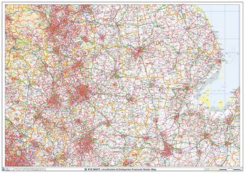Lincolnshire & Derbyshire Postcode Sector Wall Map (S11)