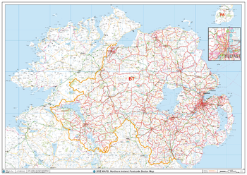 Northern Ireland Postcode Sector Wall Map (S14)