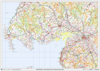 South West Scottish Borders Postcode Sector Wall Map (S15)