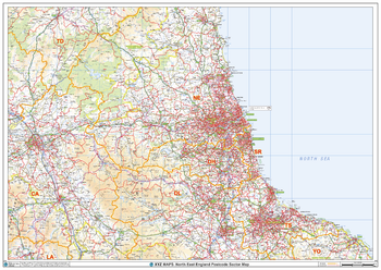 North East England Postcode Sector Wall Map (S16)