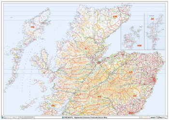 Highlands & Islands Postcode Sector Wall Map (S19)