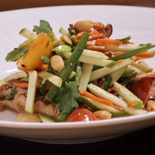 Soy Sauce Cured Sous Vide Pollock with Green Apple Salad Recipe image